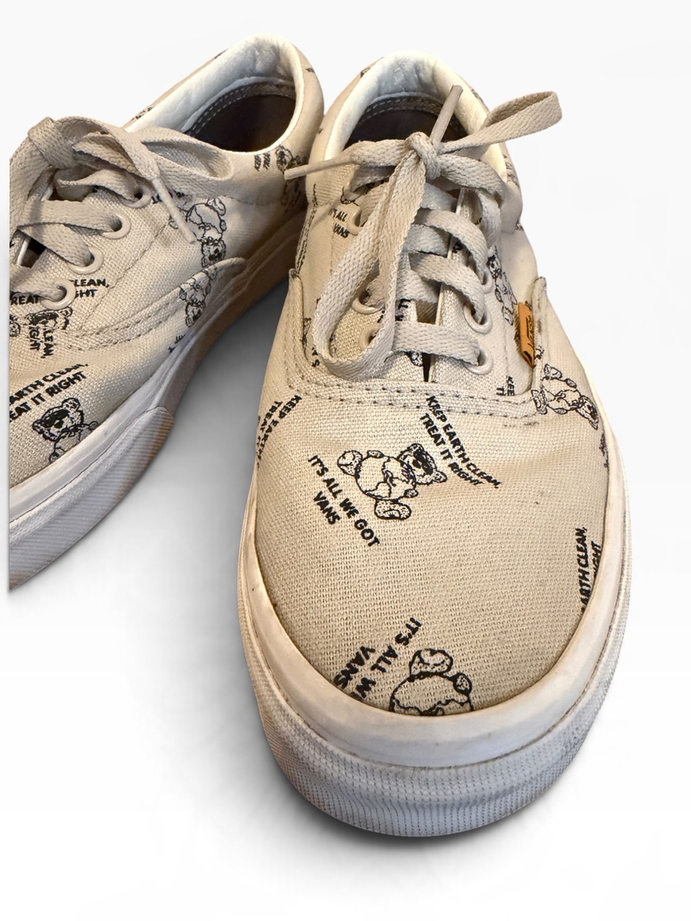 Vans Era World Code Teddy Bear Earth Day Sneakers Oatmeal Cream Unisex - Picture 7 of 11